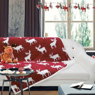 Κουβέρτα καναπέ χριστουγεννιάτικη με γούνα sherpa das home 407 130x170