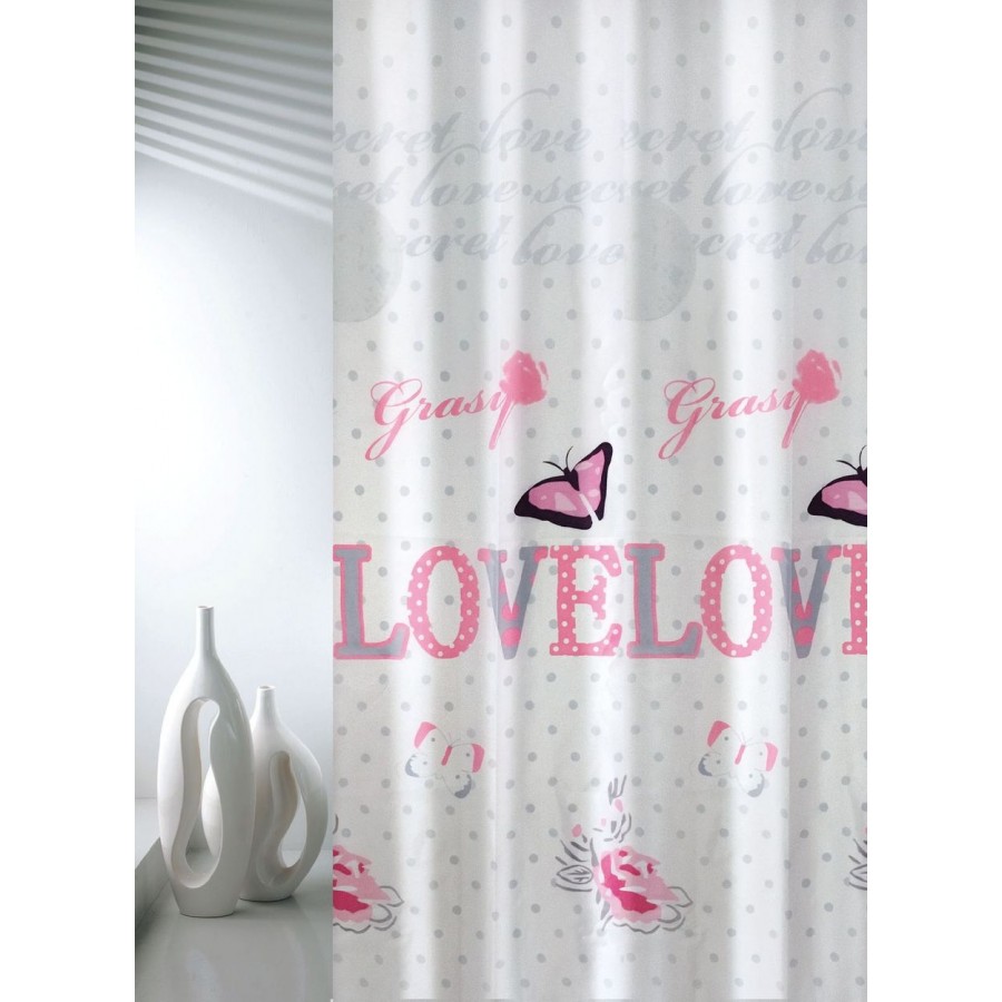 Κουρτίνα Μπάνιου Υφασμάτινη 180x200 Love Ροζ Joy Bath