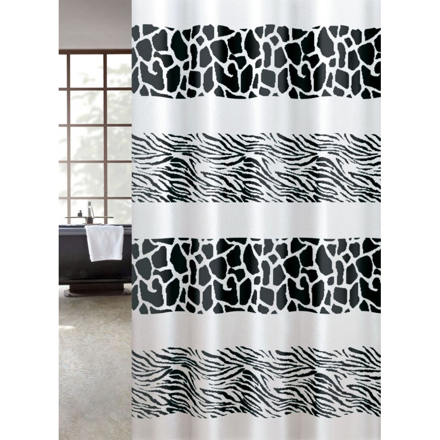 Κουρτίνα Μπάνιου Υφασμάτινη 180x200 zebra Μαύρο Joy Bath
