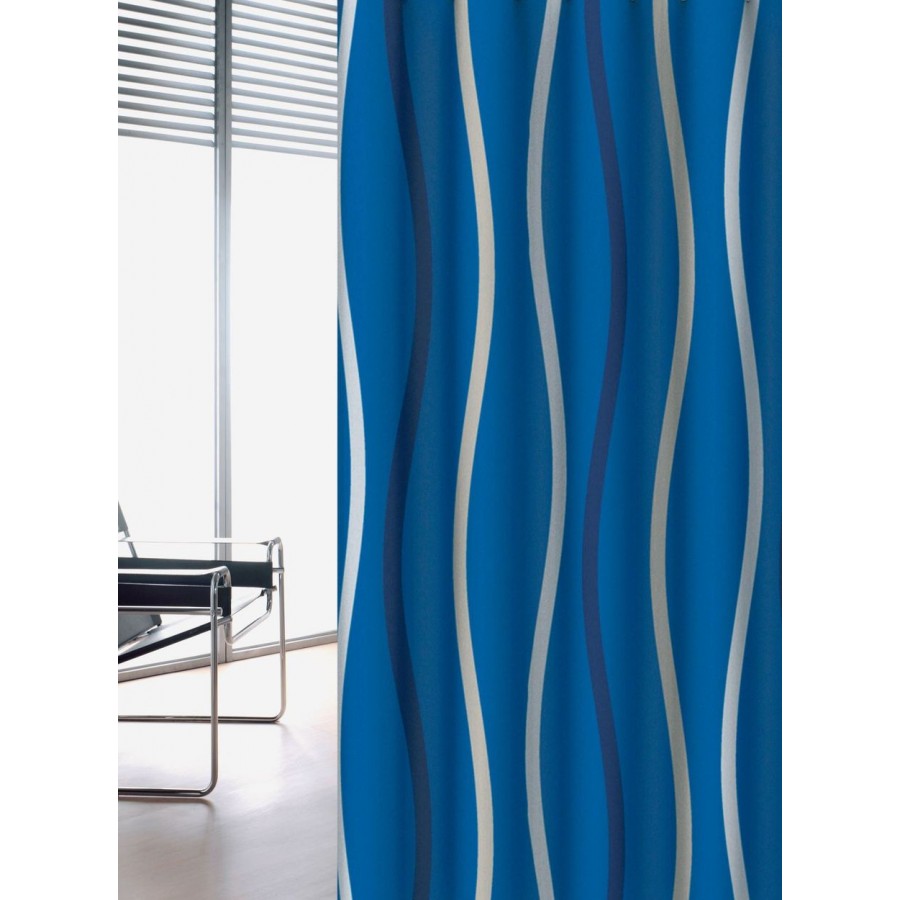 Κουρτίνα Μπάνιου Υφασμάτινη 240x200 Waves Μπλέ Joy Bath