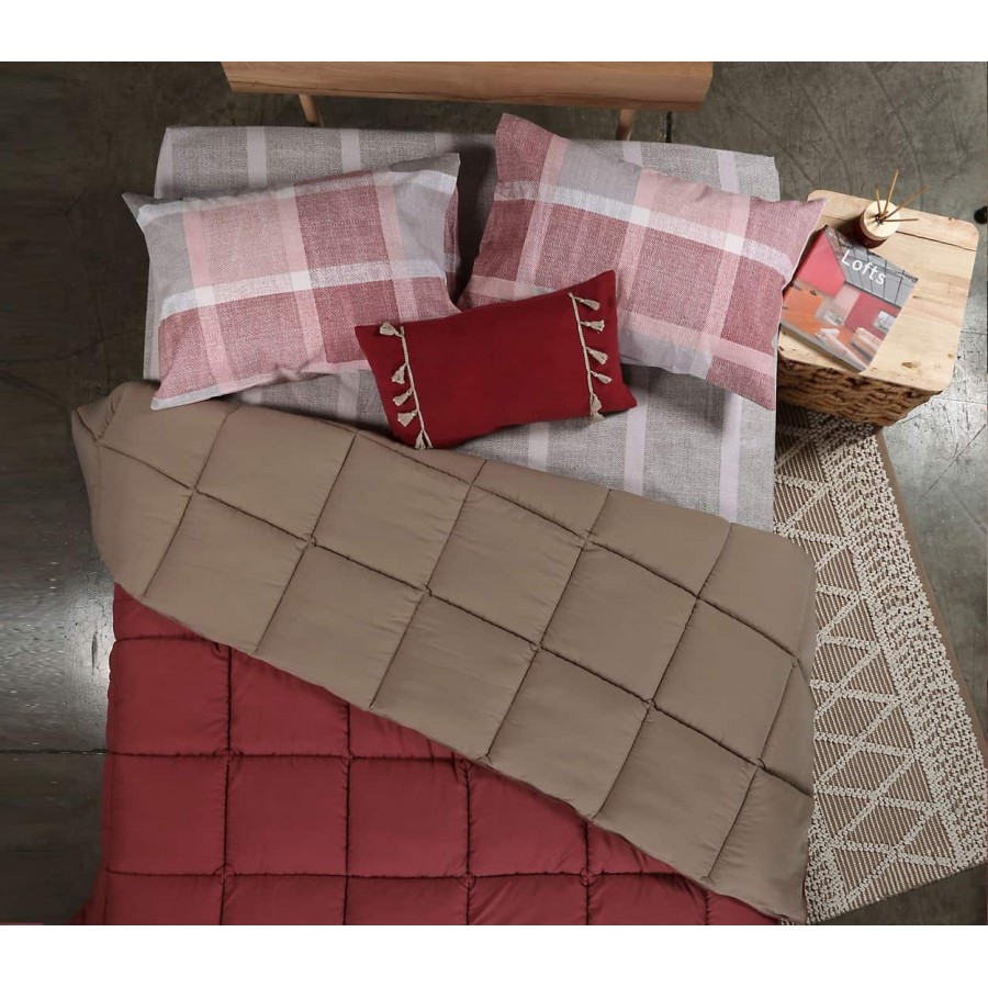 Πάπλωμα Μονό bicolor bordo beige Nef Nef 160x220