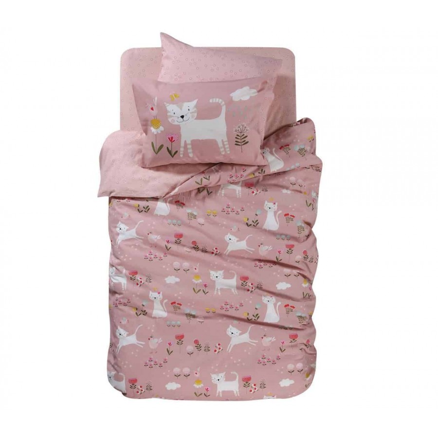 Παπλωματοθήκη Σετ Παιδική Μονή smilling kitty Nef Nef 160x240 Παπλωματοθήκη Σετ Παιδική Μονή smilling kitty Nef Nef 160x240