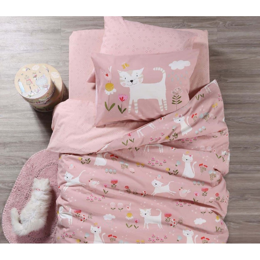 Παπλωματοθήκη Σετ Παιδική Μονή smilling kitty Nef Nef 160x240 Παπλωματοθήκη Σετ Παιδική Μονή smilling kitty Nef Nef 160x240