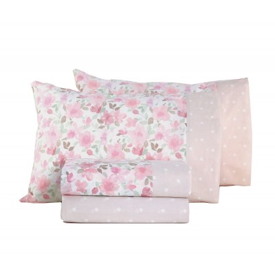 Σεντόνια Διπλά Σετ Elsa Pink 200x260