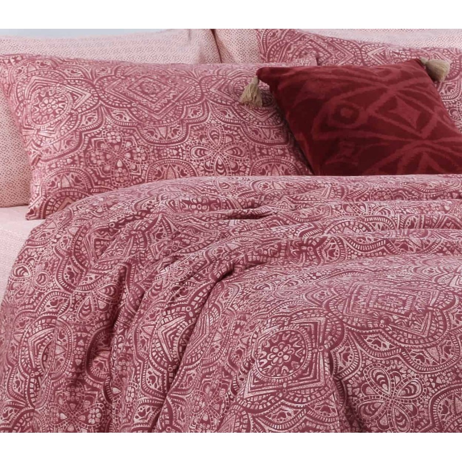 Σεντόνια μονά φανελένια Σετ henna winter bordo Nef Nef 160x260