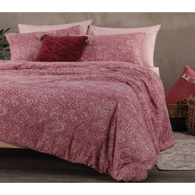 Σεντόνια μονά φανελένια Σετ henna winter bordo Nef Nef 160x260