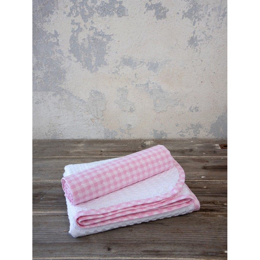Σεντόνι Λίκνου με Κουβέρτα Πικέ- Sweetie Pink Nima 80X130 - 80X110