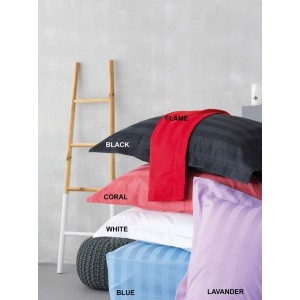 Μαξιλαροθήκες Ζεύγος satin stripes Μαύρο 50X75 Palamaiki