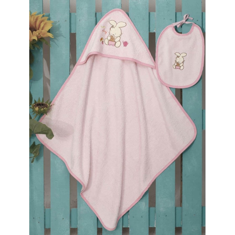 Βρεφική Κάπα Bebe Και Σαλιάρα (Σετ) Bunny Pink