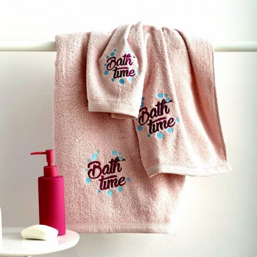 Σετ Πετσέτες 3 Τεμαχίων Με Kέντημα Bath Time Pink