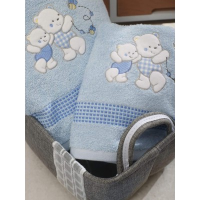 Σετ Πετσέτες Bebe Με Κέντημα Teddy Bear Blue