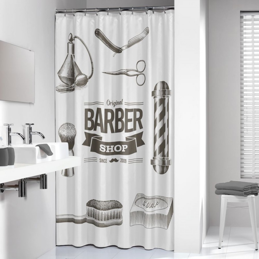Κουρτίνα Μπάνιου Υφασμάτινη 180X200 Barber Black Sealskin