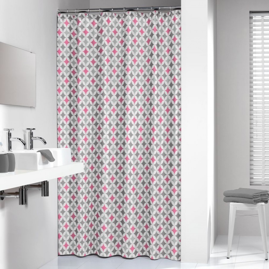 Κουρτίνα Μπάνιου Υφασμάτινη 180X200 Diamonds Pink Sealskin