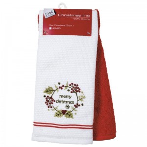 0586 Christmas Ποτηρόπανα Σετ 2 Τεμάχια Das Home 40x60