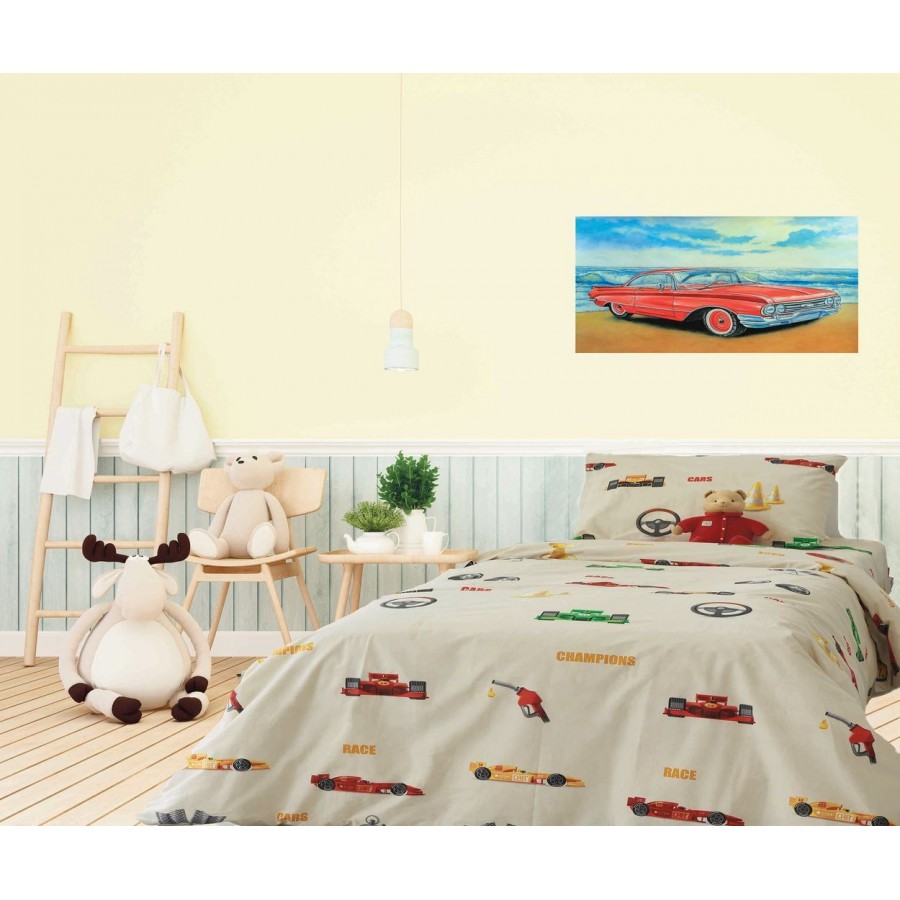 Σετ Παιδικά Σεντόνια Με Λάστιχο Race Makis Tselios 105x205+20 Εκρού Σετ Παιδικά Σεντόνια Με Λάστιχο Race Makis Tselios 105x205+20 Εκρού