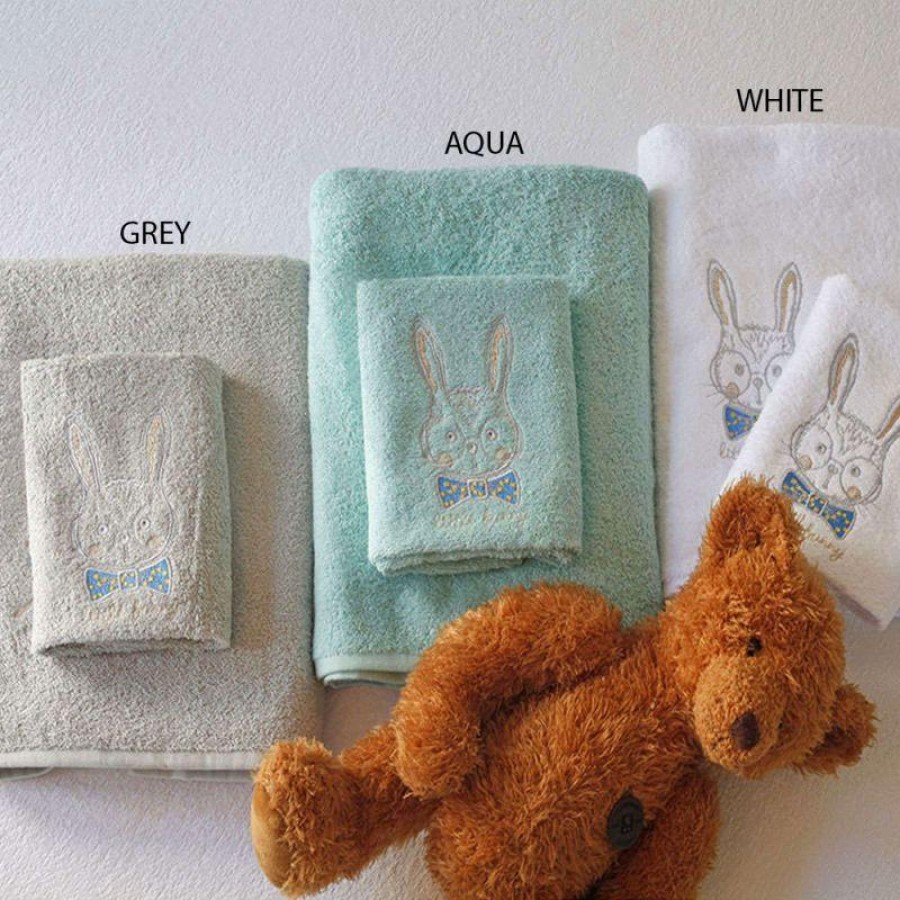 Σετ Παιδικές Πετσέτες Bunny Grey Melinen 40X60 - 70X140