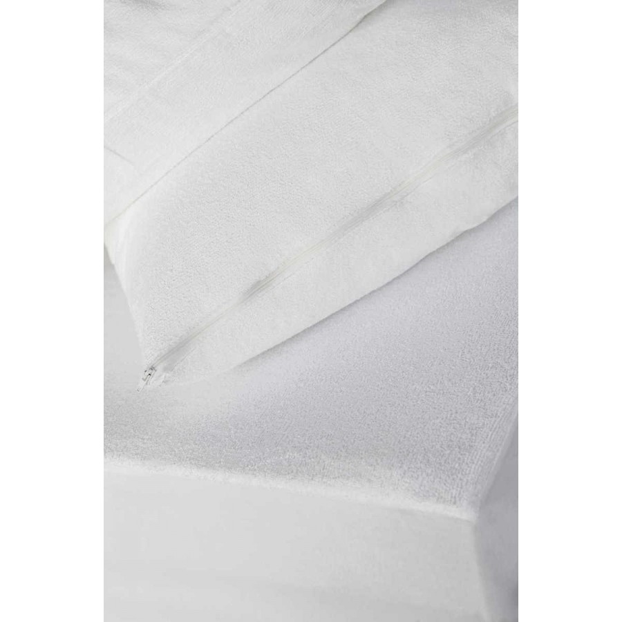 Ζεύγος Καλύμματα Μαξιλαριών Αδιάβροχο Πετσετε Λευκο Melinen 50Χ70