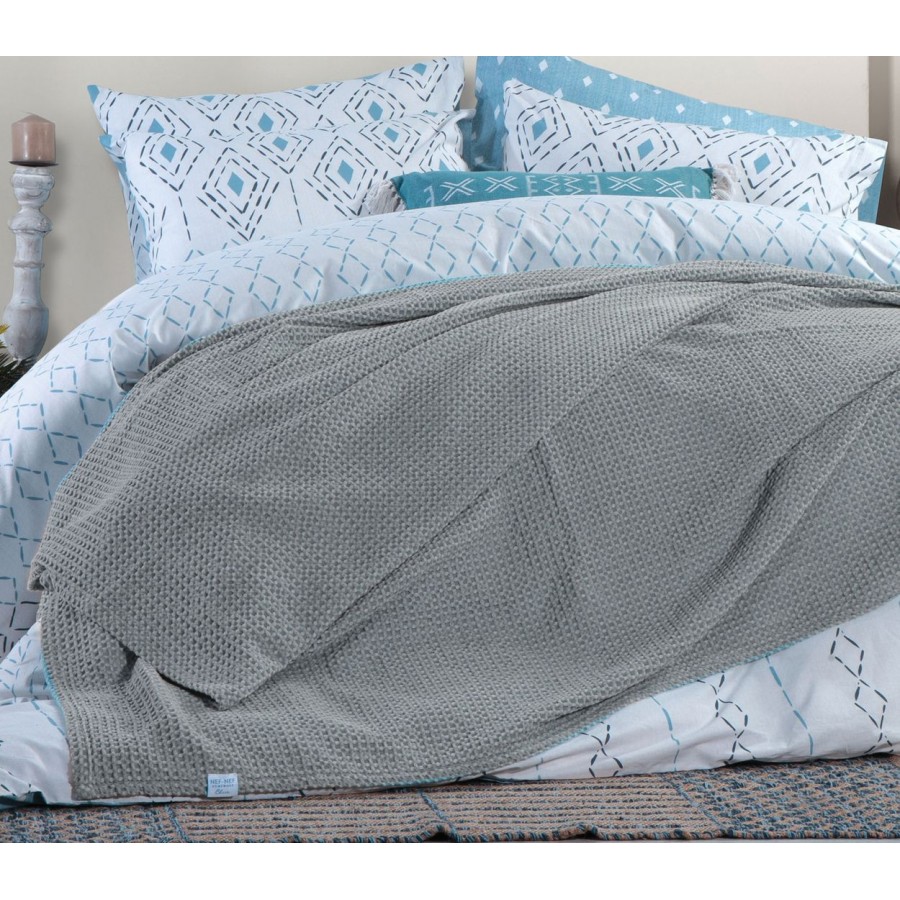 Κουβέρτα Πικέ Υπέρδιπλη Ocean Grey Nef-Nef  230X240