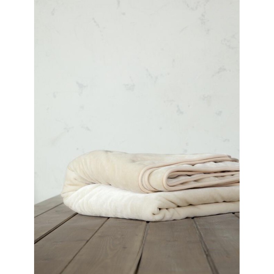 Κουβέρτα Βελουτέ Μονή Coperta Light Beige Nima 160X220