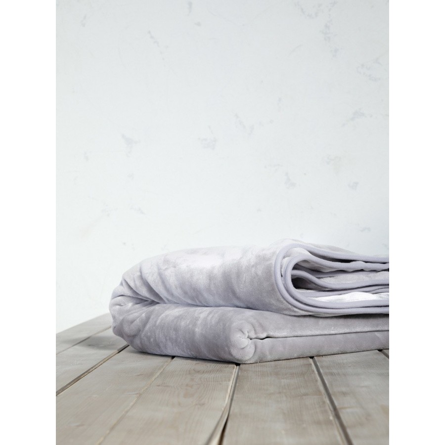 Κουβέρτα Βελουτέ Υπέρδιπλη Coperta Light Gray Nima 220X240