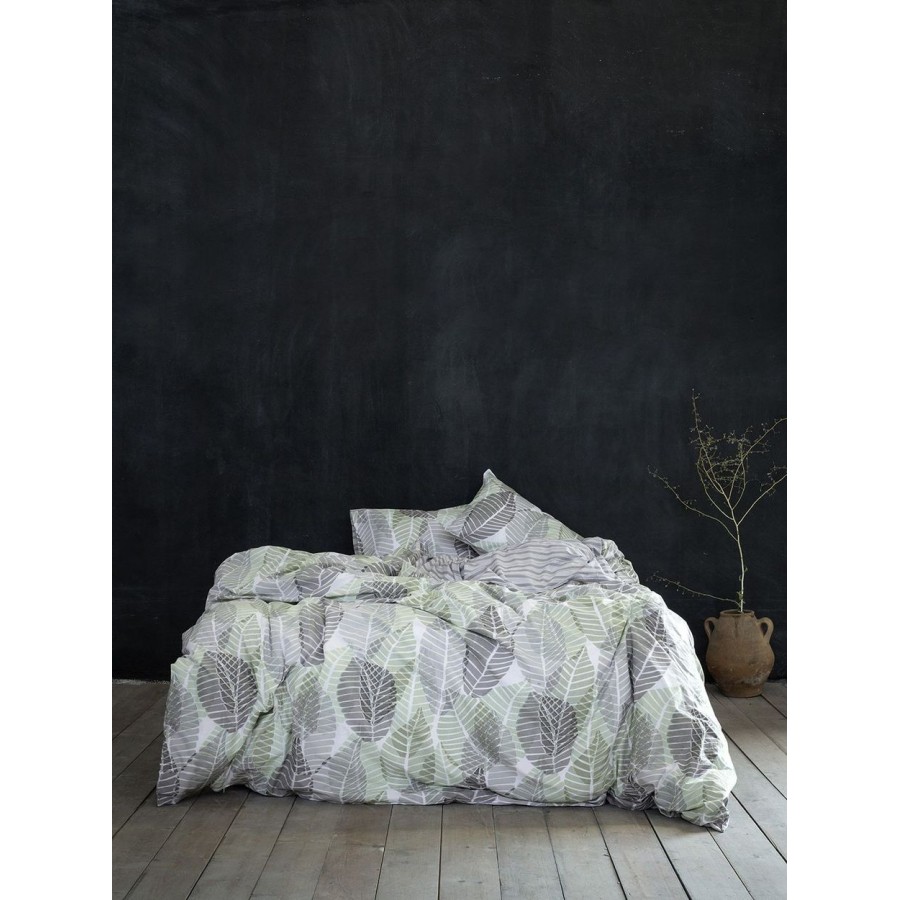 Nima Σετ Σεντόνια Διπλά - Feuilles Gray 220x260