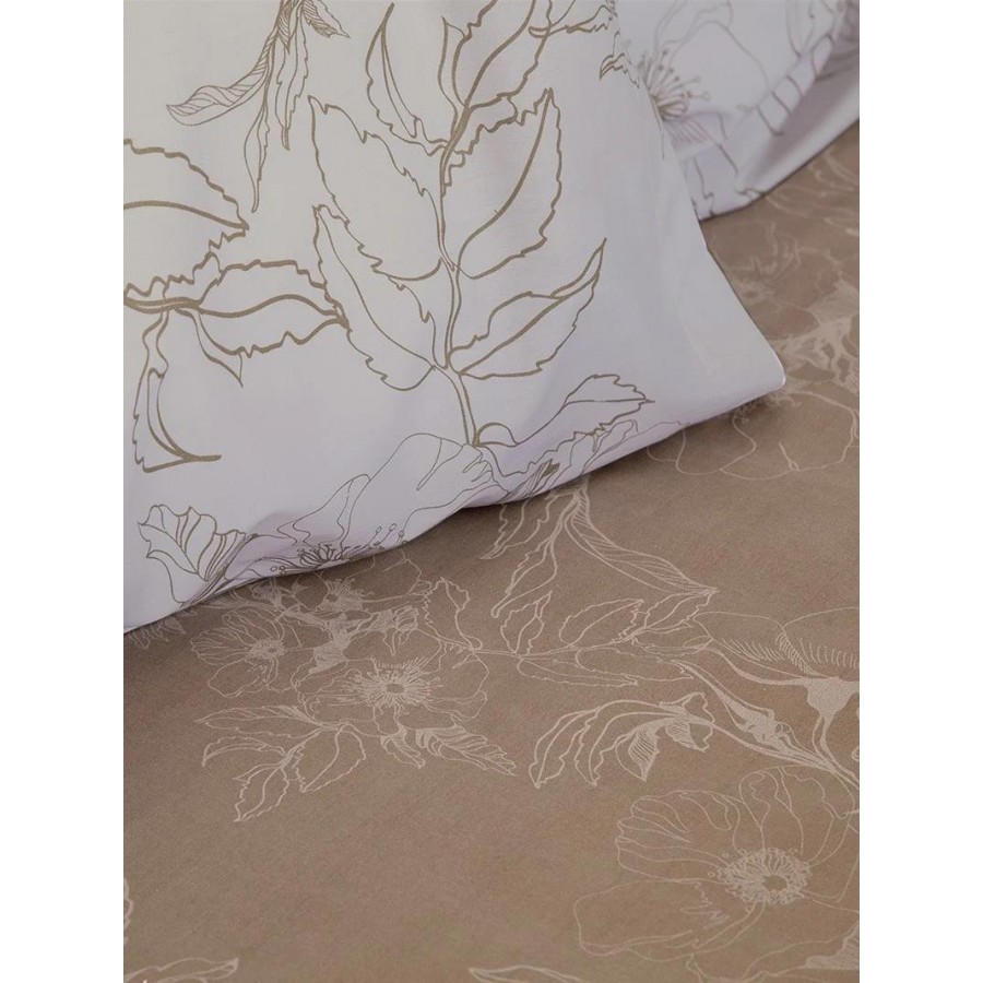 Σετ Σεντόνια Υπέρδιπλα με Λάστιχο Tabitha Beige Nima 160X200+32