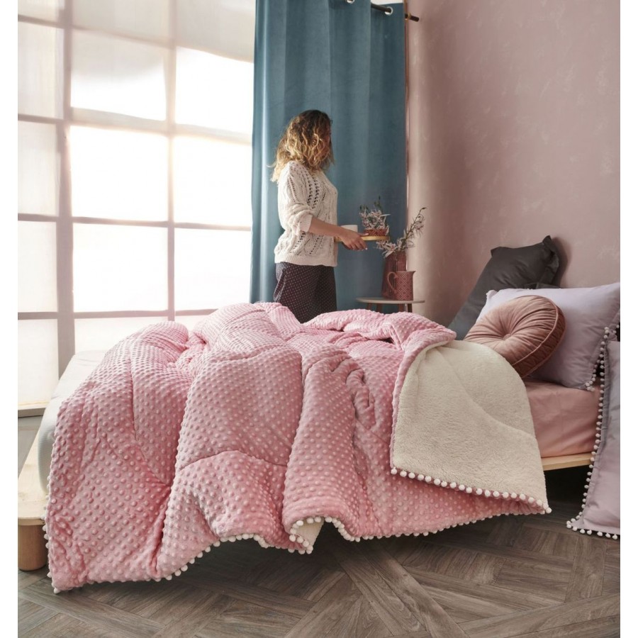 Διακοσμητική Μαξιλαροθήκη Pop Flannel-Sherpa Desire Pink Palamaiki 50X50