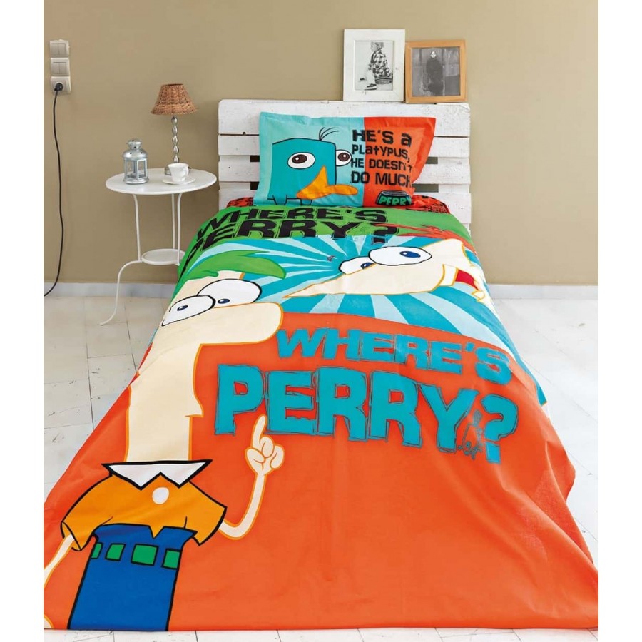 Ημίδιπλη Παπλωματοθήκη Σετ phineas ferb 170X250 Palamaiki