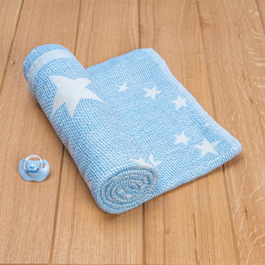 Πλεκτή Κουβέρτα Ζακάρ-Μπλε Με Αστέρια Abo Πλεκτή Κουβέρτα Ζακάρ-Μπλε Με Αστέρια Abo