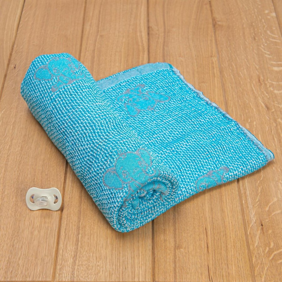 Πλεκτή Κουβέρτα Ζακάρ-Μπλε Με Ελεφαντάκια Abo Πλεκτή Κουβέρτα Ζακάρ-Μπλε Με Ελεφαντάκια Abo