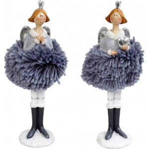 Χριστουγεννιάτικο Αγγελάκι Γκρι 19Cm Mt2604K2 (Διάφορα Σχέδια) Espiel