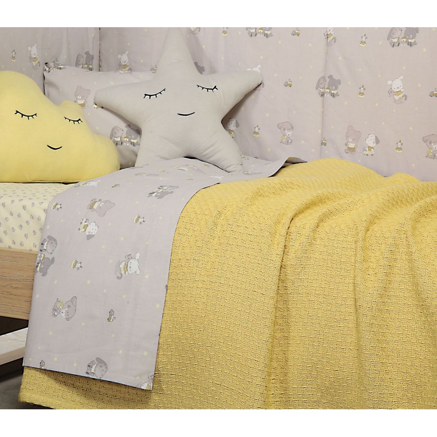 Βρεφική Κουβέρτα Κούνιας Smooth Mustard  Nef-Nef 110X150