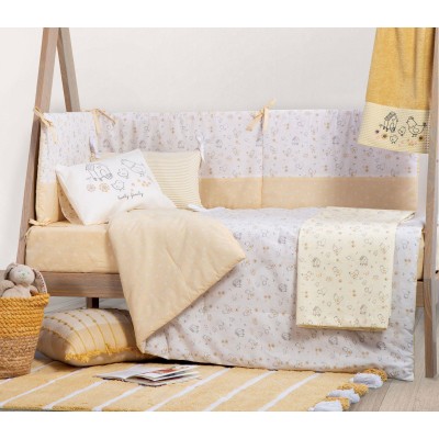Βρεφικό Κουβερλί Κούνιας Lovely Family Ecru Yellow Nef-Nef 110X140