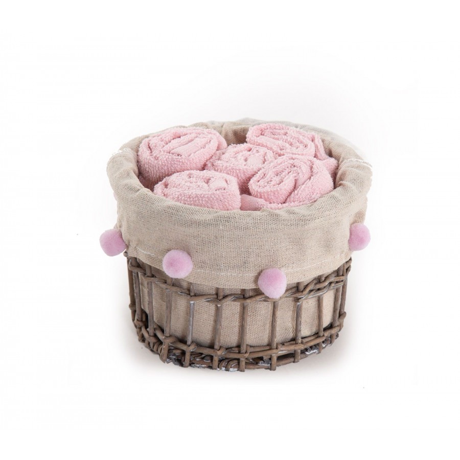Καλαθάκι Please Με Λαβέτες Σετ 5Τμχ 1120-Pink Nef-Nef 30X30 Καλαθάκι Please Με Λαβέτες Σετ 5Τμχ 1120-Pink Nef-Nef 30X30