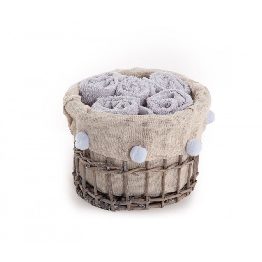 Καλαθάκι Please Με Λαβέτες Σετ 5Τμχ 1122-Grey Nef-Nef 30X30 Καλαθάκι Please Με Λαβέτες Σετ 5Τμχ 1122-Grey Nef-Nef 30X30