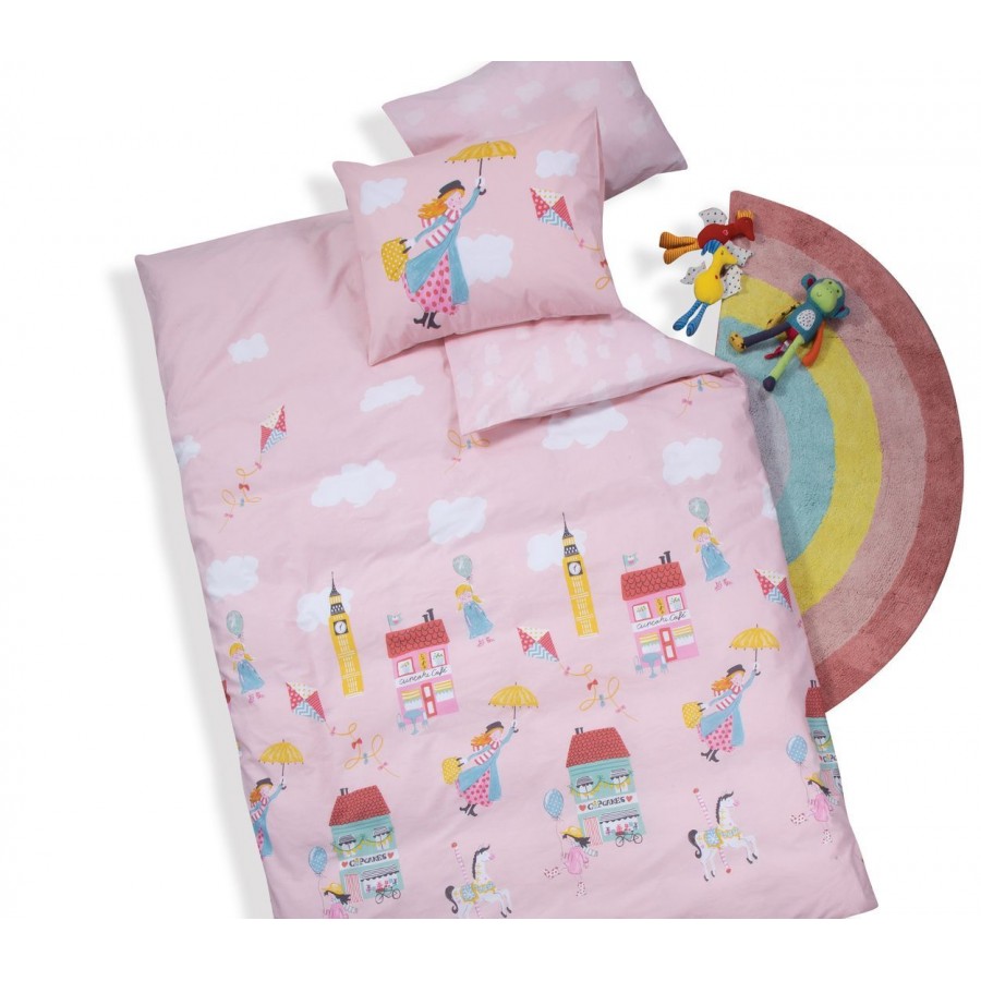 Παιδικά Σεντόνια Μονά Σετ Mary Poppins Pink Nef-Nef 160Χ260
