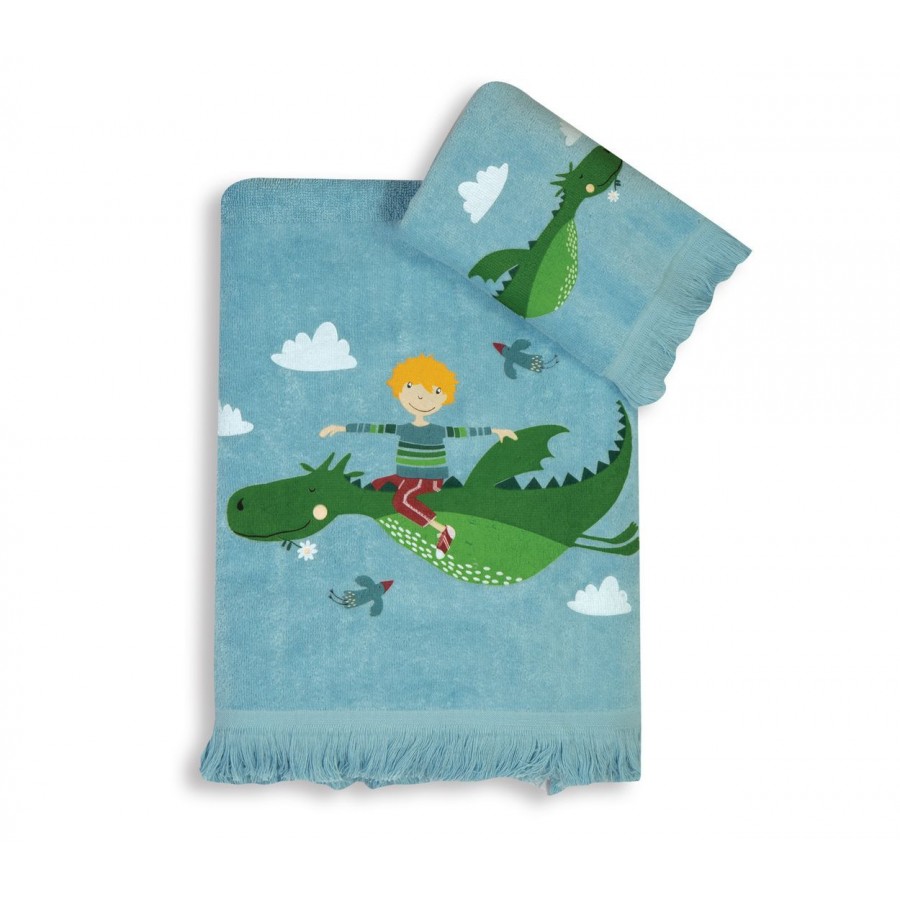 Παιδικές Πετσέτες Σετ Dragon World Light Blue Nef-Nef 30X50 - 70X140