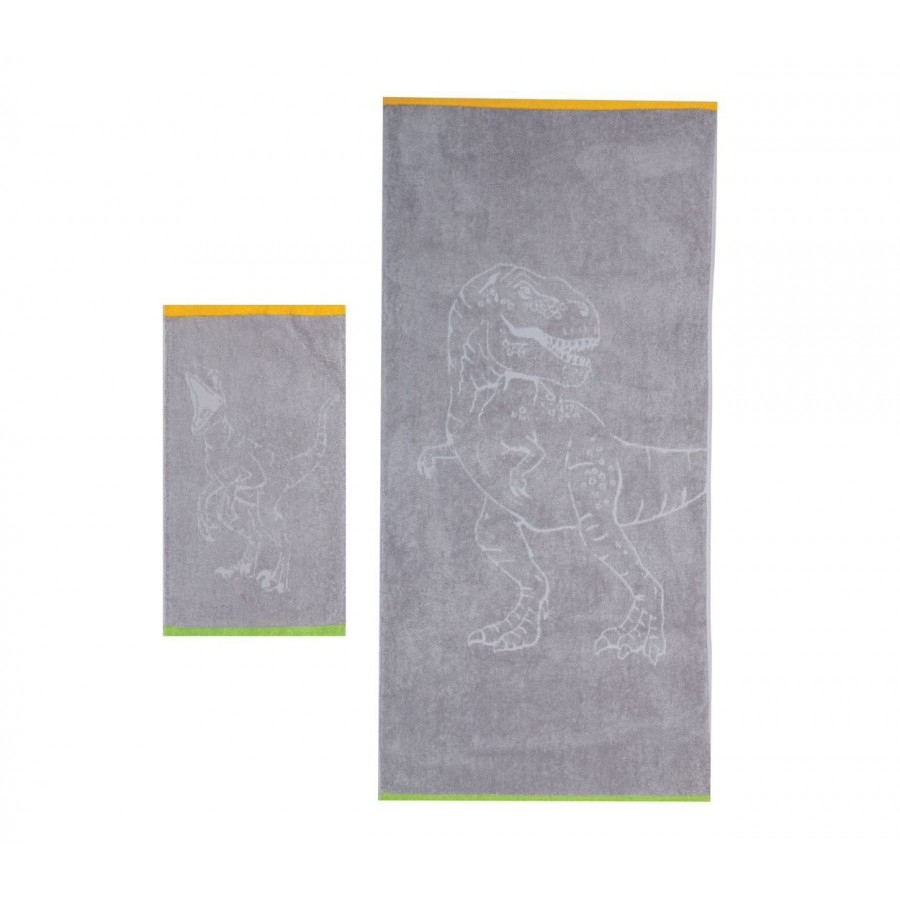 Παιδικές Πετσέτες Σετ Jurassic Grey Nef-Nef 30X50 - 70X140