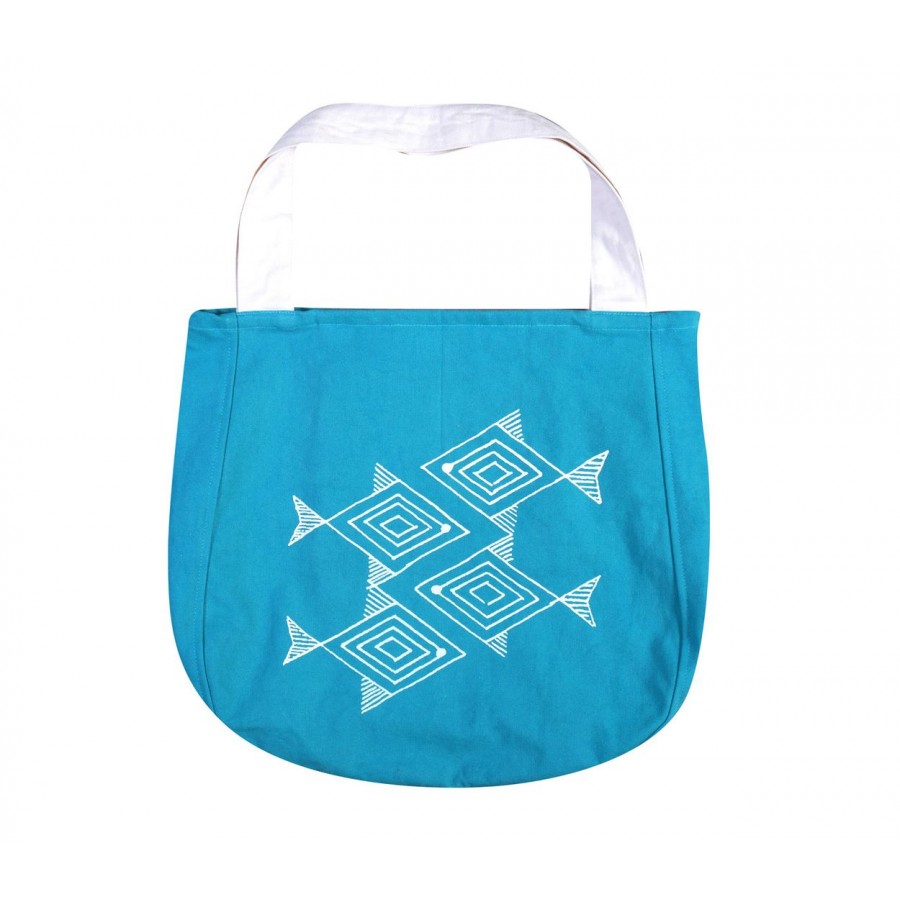 Τσάντα Θαλάσσης Fishes Way Blue Nef Nef 45X45 Βαμβάκι