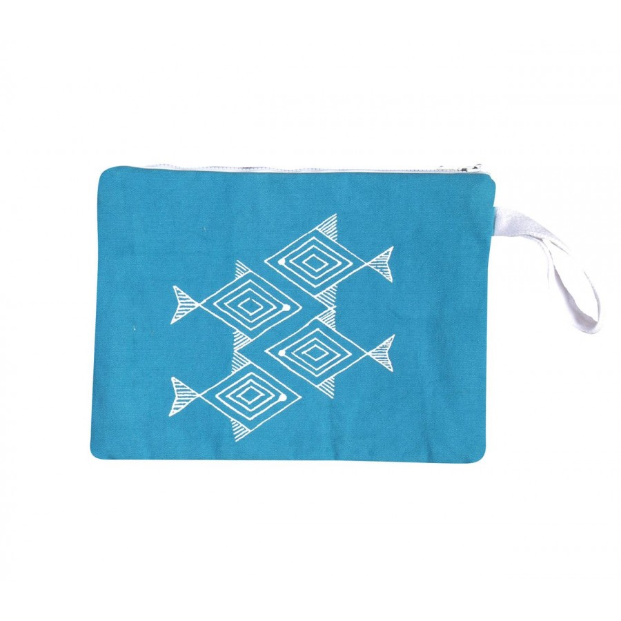 Τσαντάκι Θαλάσσης Fishes Way Blue Nef Nef 35X25 Βαμβάκι