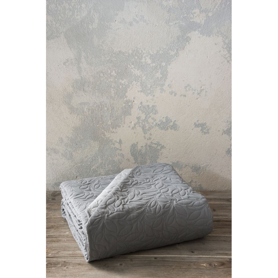 Κουβερλί Μονό 160x240 Foglie Graphite-Gray Nima Microfiber