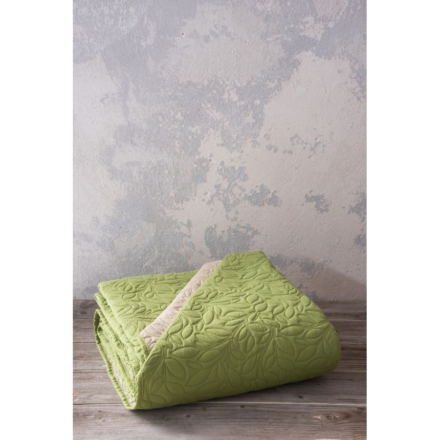 Κουβερλί Μονό 160x240 Foglie Olive-Beige Nima Microfiber Κουβερλί Μονό 160x240 Foglie Olive-Beige Nima Microfiber