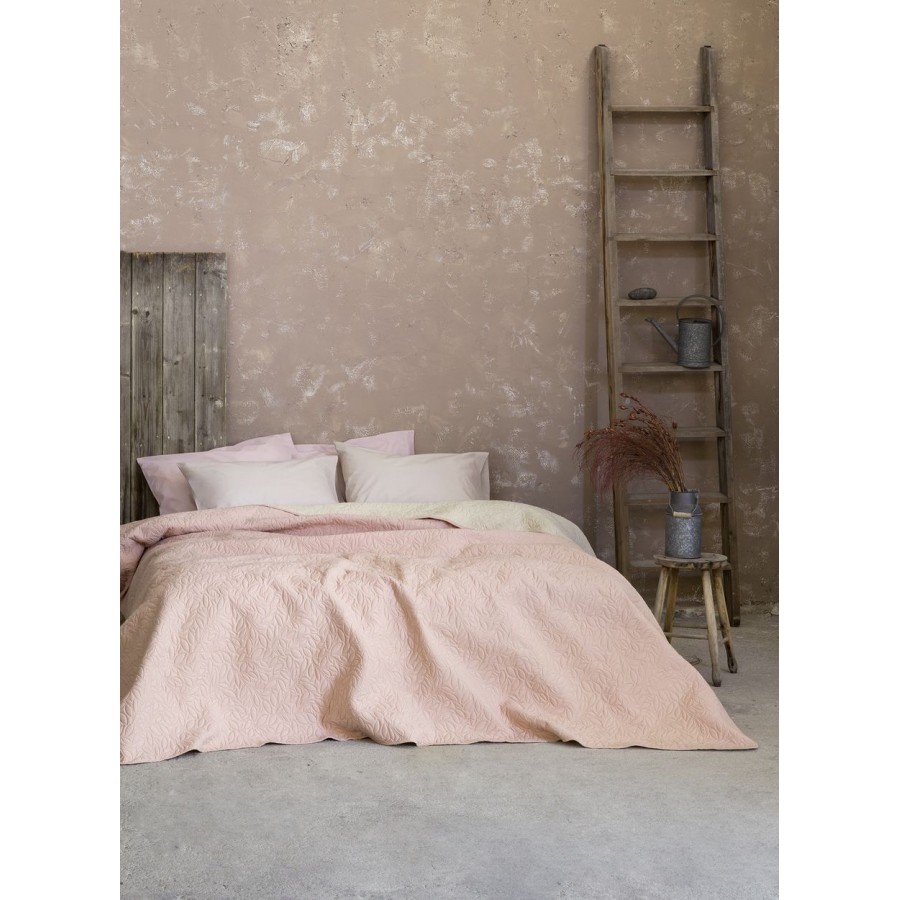 Κουβερλί Μονό 160x240 Foglie Pink-Ivory Nima Microfiber Κουβερλί Μονό 160x240 Foglie Pink-Ivory Nima Microfiber