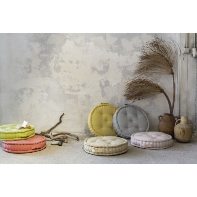 Μαξιλάρα Δαπέδου 60x60x15 Hola Mustard Beige Nima Βαμβάκι