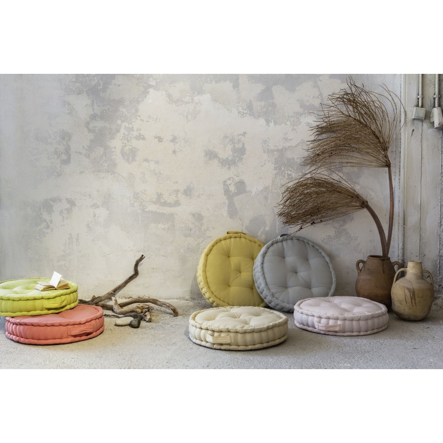 Μαξιλάρα Δαπέδου 60x60x15 Hola Mustard Beige Nima Βαμβάκι