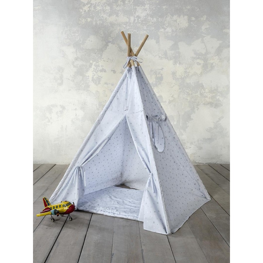 Παιδική Σκηνή 100X100X140 με Στρωματάκι 80X95 Teepee Blue Nima Βαμβάκι