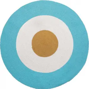 Χαλάκι Στρογγυλό Tricolore Palamaiki Aqua Δ. 140Cm Βαμβάκι