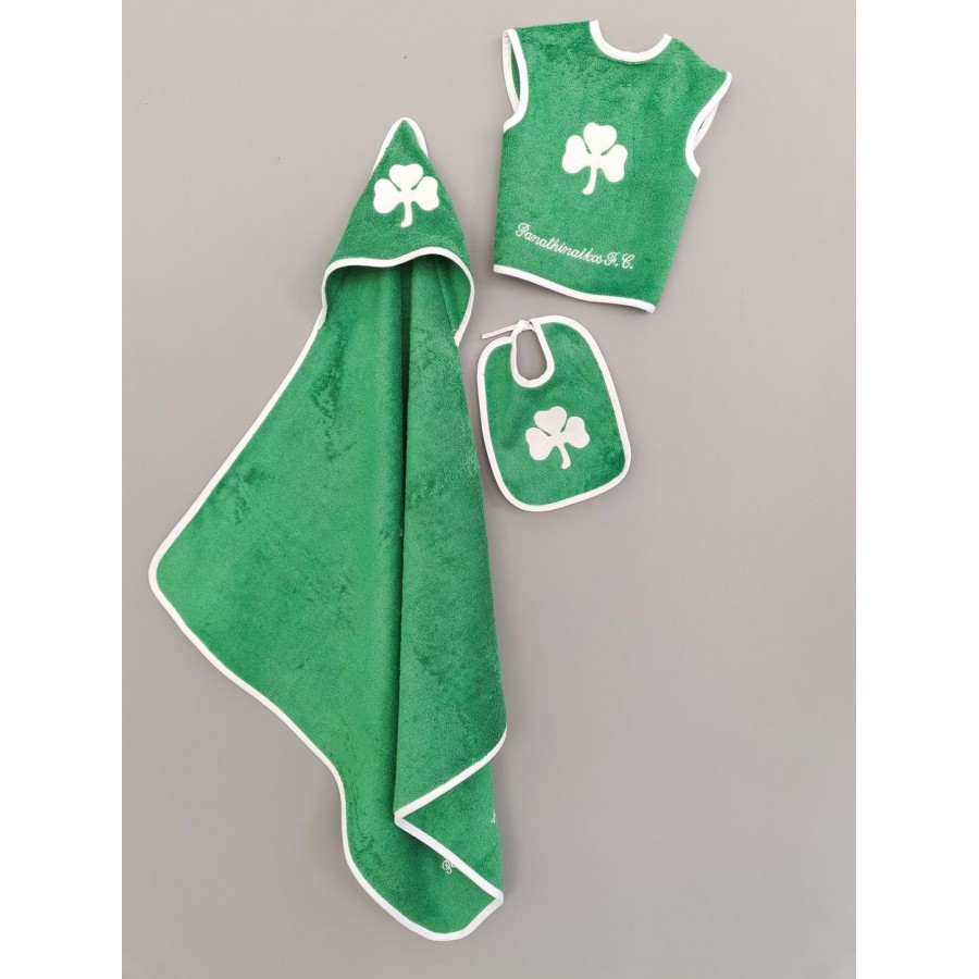 Σετ Λουτρού Βρεφικό Palamaiki Panathinaikos Baby Block 37X40 - 20X25 - 75X75 Βαμβάκι