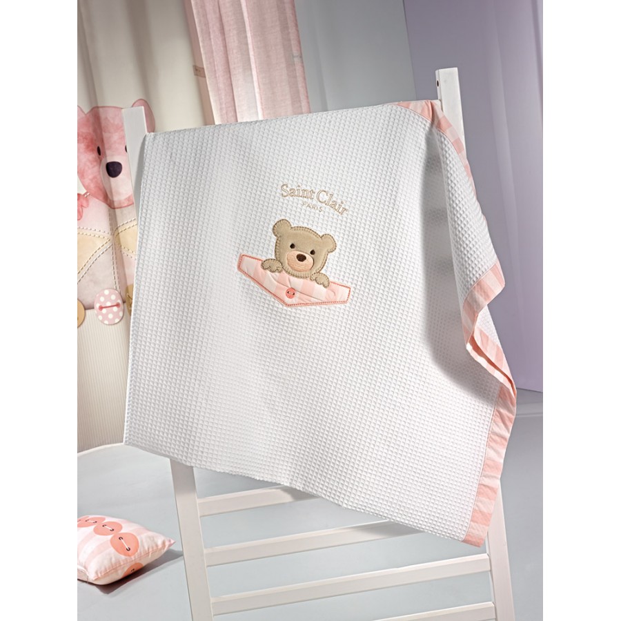 Κουβέρτα Bebe Teddy Rose Πικέ Κούνιας 110X150 Saint Clair