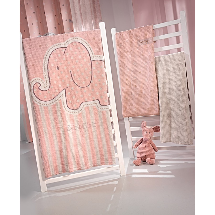 Κουβέρτα Βελουτέ Ultrasoft Starlight Pink Κούνιας 110X140 Saint Clair